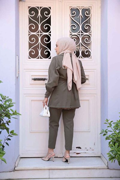 N.S NEVA STYLE Khaki Hijab Double Suit with Jacket 61851Hk