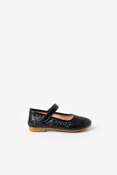 Le Mabelle Black Glittery Velcro Girls Shoes
