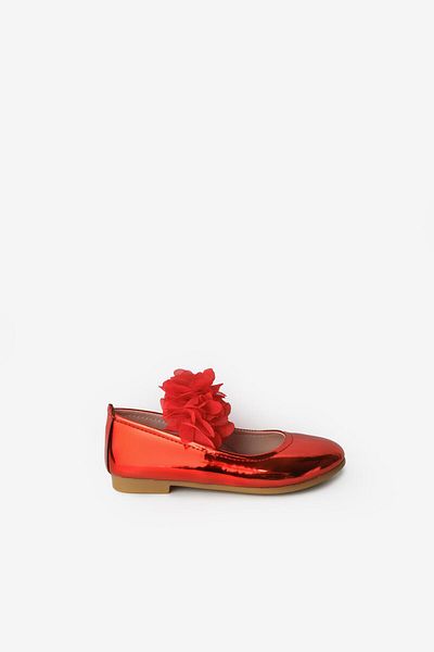 Le Mabelle Red Tulle Flower Girls' Shoes