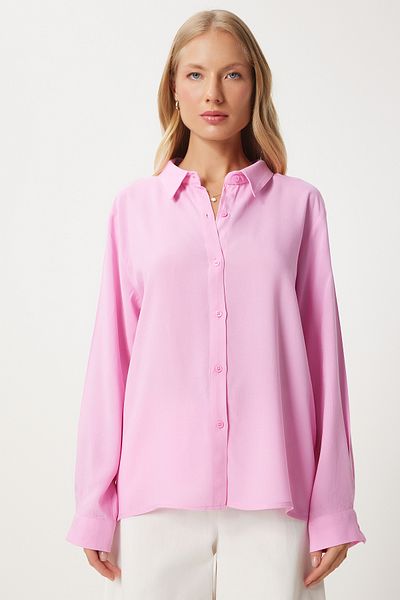Lovelyİstanbul Viscose Shirt - Comfortable Fit, Pink, Lto0032