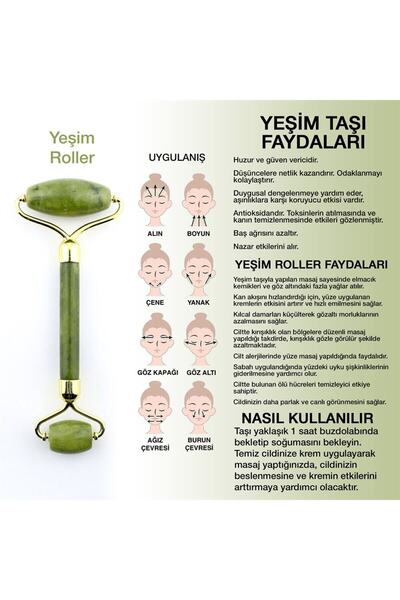 OSMANLI DOĞAL TAŞ Sertifikalı Yeşim Doğal Taşı Roller Yüz Ve Vücut Masaj Alet...