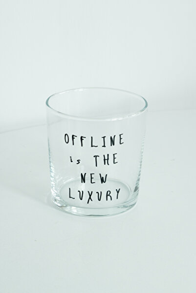 Beige & Stone "Offline Is the New Luxury" Glass Soft Drink & Water Glass - 380 ml