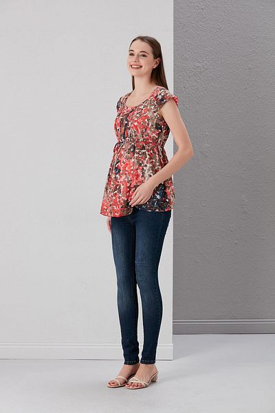 Işşıl 9721-colorful Mixed Points Maternity Blouse-tunique