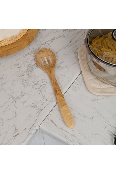 TİVOLİ Tivoli Olive Tree Perforated Cooking Spoon - Light Brown - 30 cm