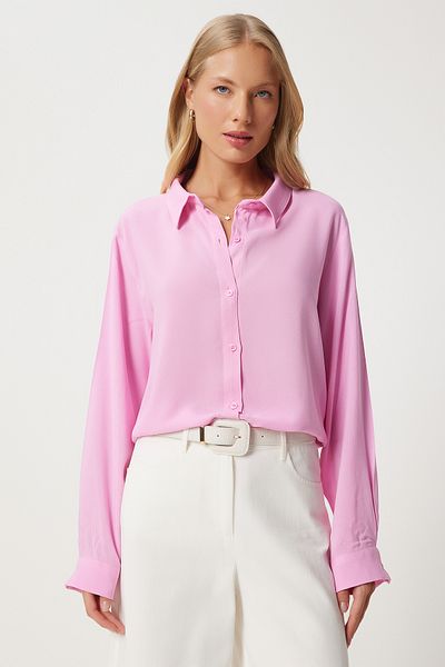 Lovelyİstanbul Viscose Shirt - Comfortable Fit, Pink, Lto0032