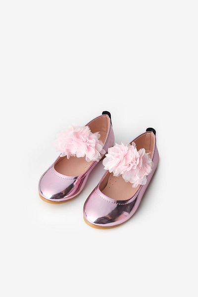 Le Mabelle Pink Tulle Flower Girls' Shoes