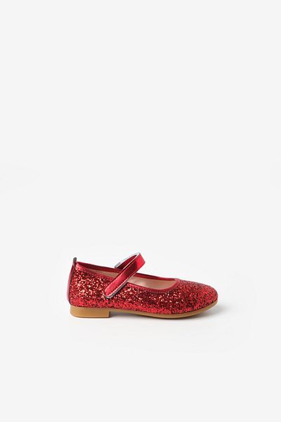 Le Mabelle Red Glittery Velcro Girls Shoes