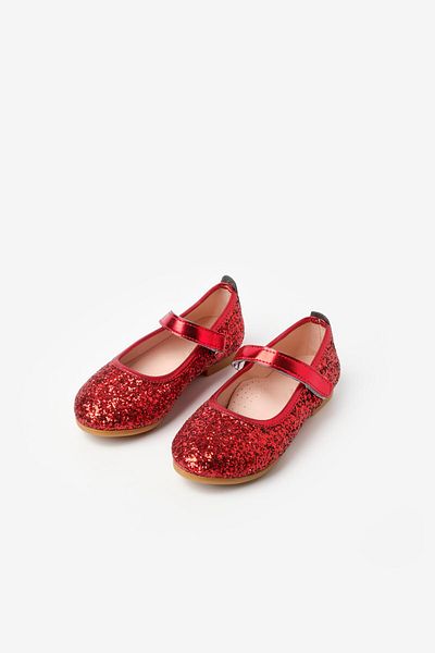 Le Mabelle Red Glittery Velcro Girls Shoes