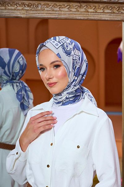 İpekhan Μαλακό κασκόλ Marrakech Collection Steel Blue 1202-02