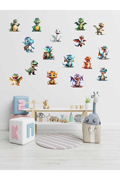 esatoys Cute Dragons Kids Room Sticker Set