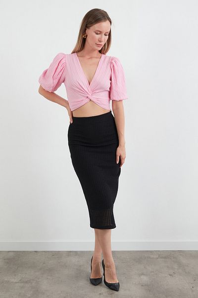 Fulla Moda Fusta de bază tricotată cu talie elastică