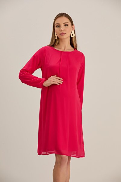 Işşıl IŞIL 4543 - Χιφόν εγκυμοσύνης, φόρεμα με πλισέ λαιμόκοψη