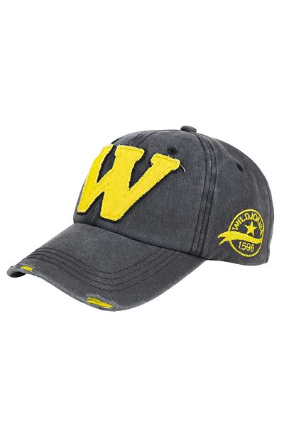 PERLOTUS Who What Why W Vintage Hat Black Yellow