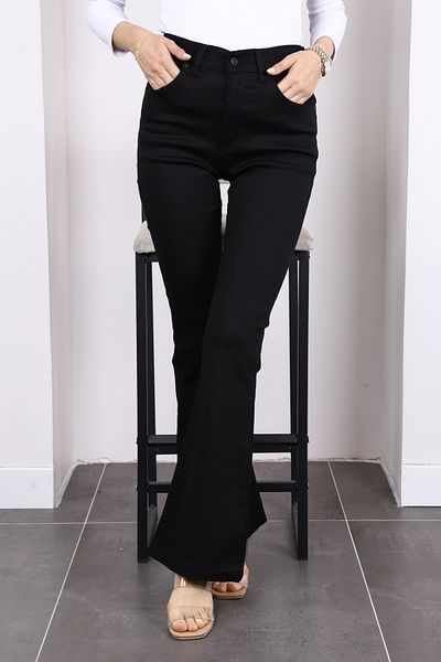 İmajButik Pantaloni negri cu talie înaltă cu picioare spaniole