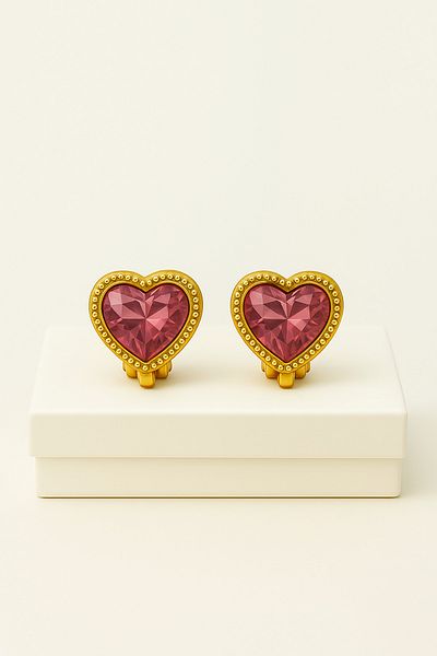 MakeWell Non-Perforated Earrings Ear Heart Design Clip-On Children's Earrings for Children Without Holes