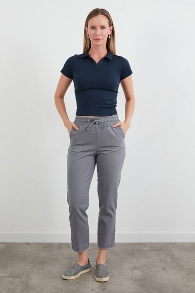 Fulla Moda High Waist Elastic Trousers