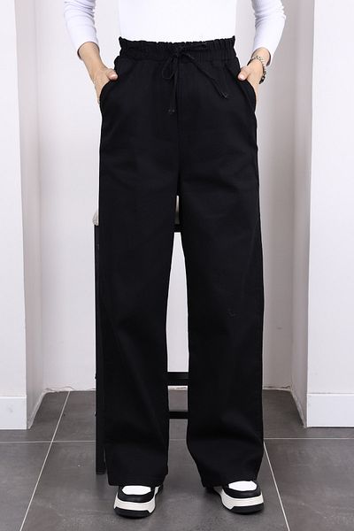 İmajButik Black Elastic Waist Loose Palazzo Jeans