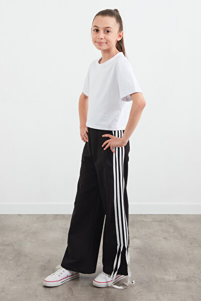 Fulla Moda Yanı Şeritli Kurdeleli Kız Çocuk Eşofman Altı