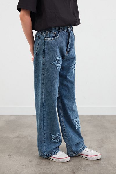 Fulla Moda Pantaloni Palazzo pentru fete cu broderie stea