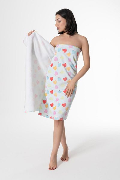 Ender Home Duckie Pattern Velvet Bath and Beach Towel 100% Cotton