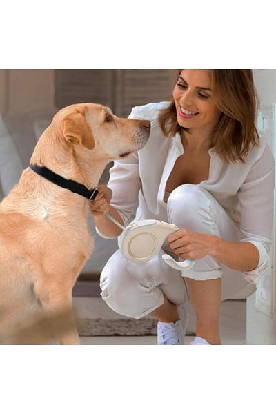 Manolex Lesă Retractabilă Ergonomică Pentru Câini Și Pisici Extensie De 5 M, Culoare Alb ®