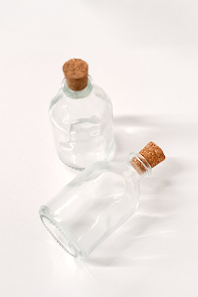 Home 6'li Mantar Tıpalı Mini Cam Şişe 50ml – Sızdırmaz Shot ve Detox Şişesi (6'li Paket)