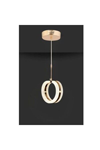 Sunbox 3 Renk Gold Kasa Yüzük Tek Taşlı Led Avize Tekli Modern Ledli Avize