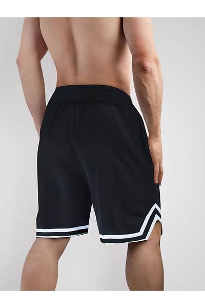 DEEPSENCE Pánské černé extrafor česané bavlněné šortky Basketbal Fotbal Fitness Sportovní Cvičení Běh