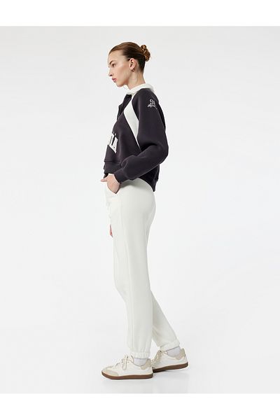 Koton Comfortable Fit Jogger Sweatpants with Raised Pockets and Lace-Up Waist