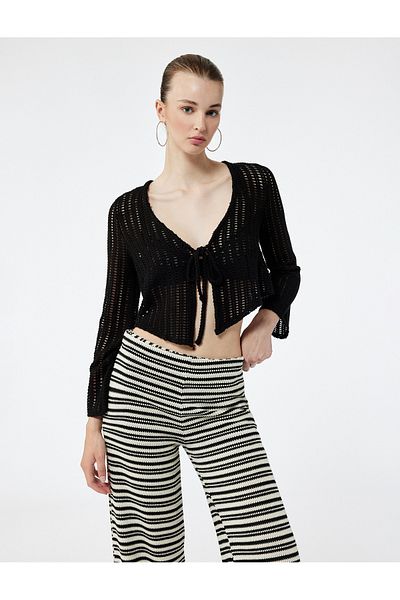 Koton Cotton Tie-Up Long Sleeve Cardigan