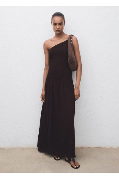 MANGO Woman Büzgülü asimetrik elbise