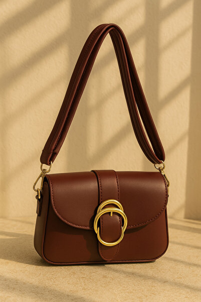 Nova Women's Crossbody Bag with Claret Red Cover – Stylish Gold Buckle