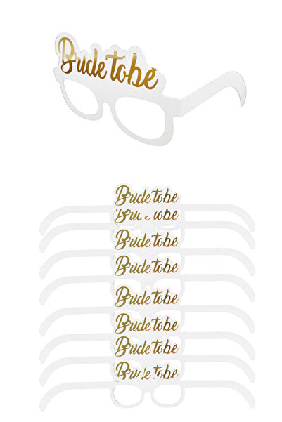 Patladı Gitti 8 Pieces Bride Concept Glasses Gold Bride to Be Written White B...