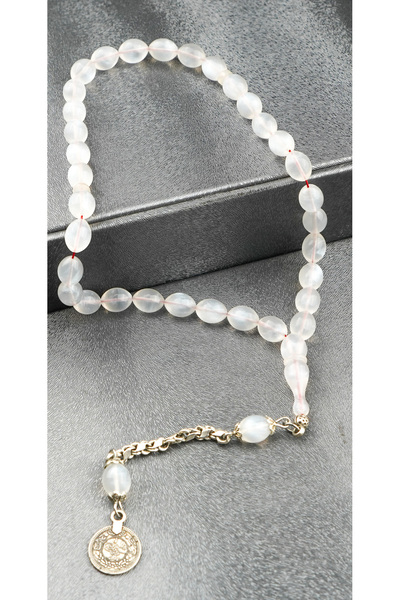 Tesbih-i Hazır Tesbihçilik سبحة من العقيق الأبيض الناري بتصميم خاص مع شرابة