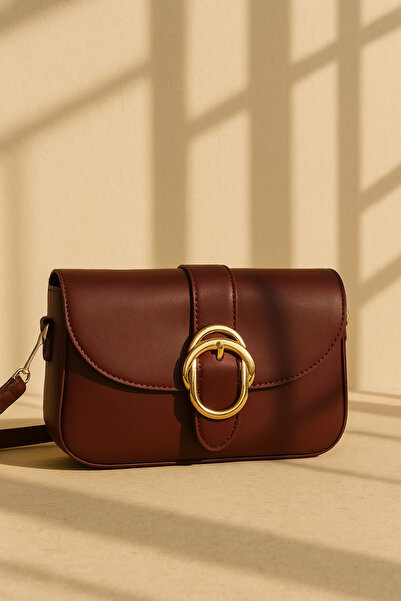 Nova Women's Crossbody Bag with Claret Red Cover – Stylish Gold Buckle