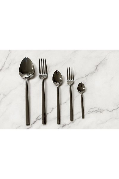 DOWRY STİL Silver Sparkle 30 Piece Cutlery Set for 6 People