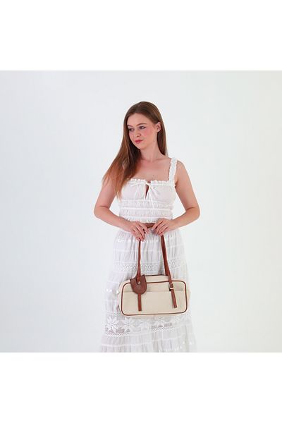 GUONN Clara Hand and Shoulder Bag - Canvas-Leather Women's Messenger Bag