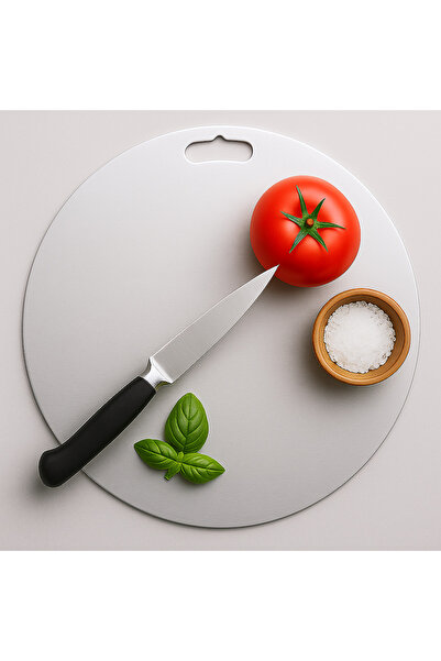 Lilasso Stainless Steel Round Kitchen Cutting-Chopping Board 24 cm Diameter