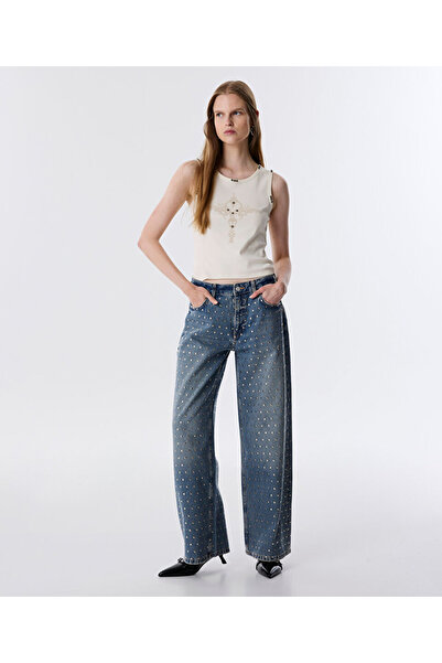 Twist HOTFIX BASKILI RELAXED FİT JEAN PANTOLON