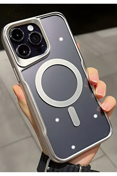 Fibaks Apple Iphone 15 Pro Max Kılıf Prizma Kamera Çıkıntılı Magsafe Şarj Destekli Mat Renkli Şeffaf Kapak
