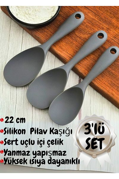 BRE HOME Set of 3 Ultra Hard Tip Heat Resistant Fireproof Non-Stick Silicone Spoons