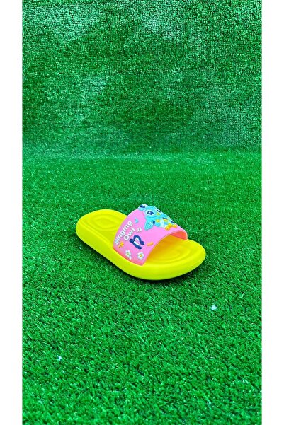 Moda Lime Black and White Non-Slip Polyurethane Sole Soft Textured Children's Slippers with Shark Figure