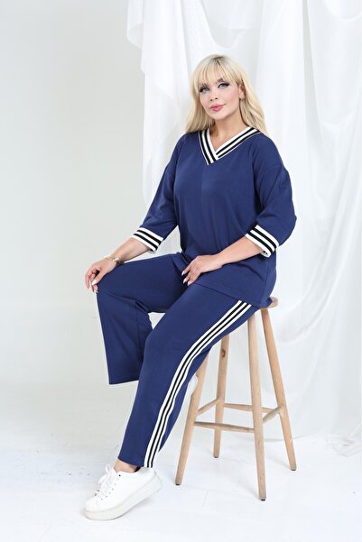 şuranur Striped Suit Osho Modal Fabric Striped Soft Textured M-6Xl