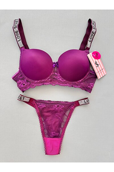 emsal özgür tekstil Love Secret Dantelli Askıları Taş Detaylı Destekli Sütyen Takımı