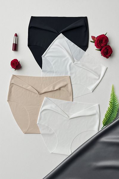 İmpavido 10Lu Laser Cut High Waist Panties Bikini Shaper Lycra Flexible
