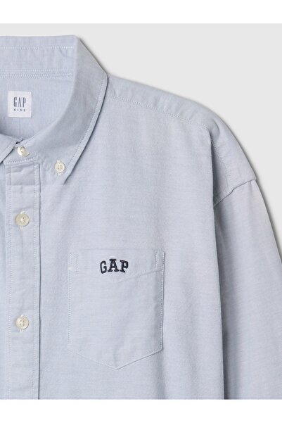 GAP Erkek Çocuk Açık Mavi Mini Gap Logo Oxford Gömlek