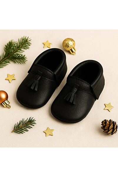 edizia Hakiki Deri Püsküllü Bebek Makosen Ayakkabı