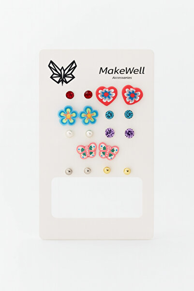 MakeWell مجموعة من 9 أقراط على شكل فراشة بيبي بتصميم الموز مع أقراط على شكل ك...