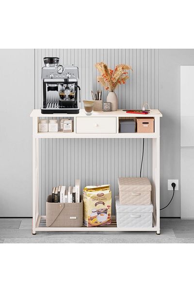 AGD Entryway Console Table with Cabinet, Elegant Table for Living Room and Bedroom 100x30x90cm / White