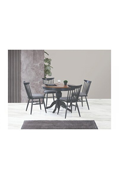 Levent Mobilya Aksesuar Rustik Baba Ayak Masa, Kırlangıç Döşemeli Sandalye, A...